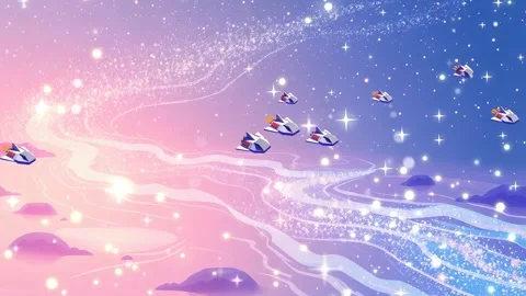 Space River with Shooting Stars: Animated Scene Featuring Celestial Sparks, Gen Video stock 307472808