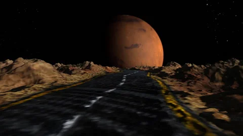 Space road moon planet loop animation Stock Footage 147597613