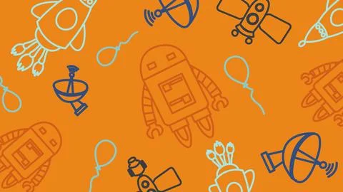 Space robot and radar background Stock Illustration