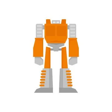 Space robot transformer icon flat isolated Stock Illustration