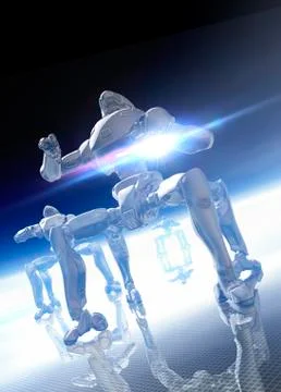 Space robots, artwork Stock Illustration