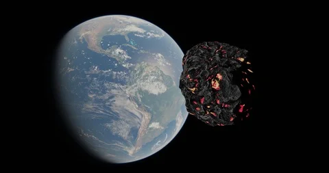 Space rock comet fly to earth 8k Stock Footage 121454965