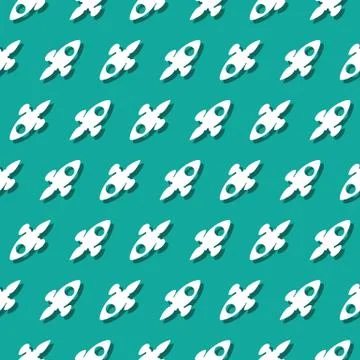 Space Rocket Adventure Universe Explorers Seamless Pattern Stock Illustration
