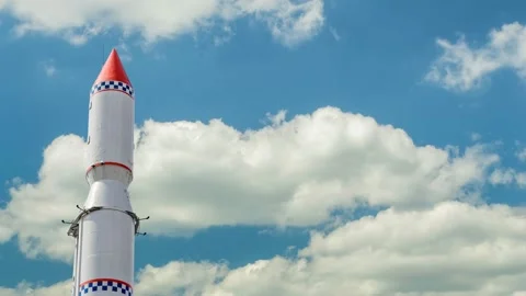 Space rocket against the cloudy sky Video stock 154168936