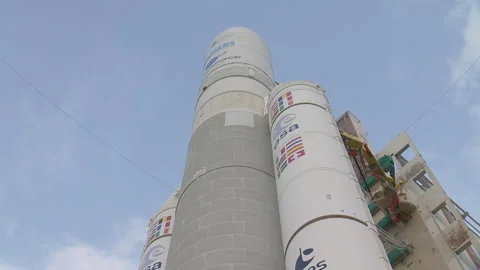 Space Rocket ARIANE 5 on the launch pad Stock Footage 104185682
