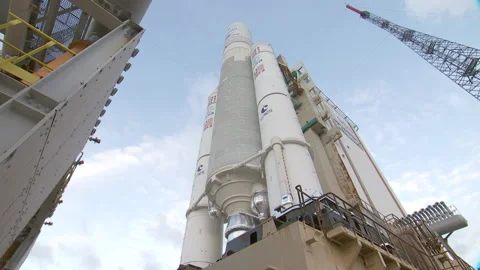 Space Rocket ARIANE 5 on the launch pad Stock Footage 104185749