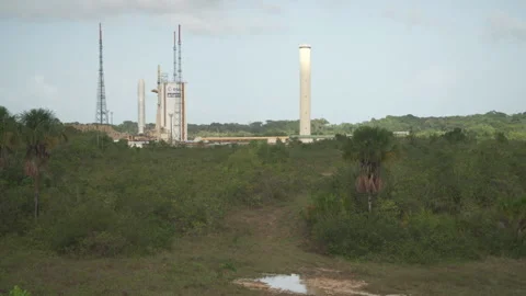 Space rocket Ariane 5 on the launch pad Stock Footage 104202136