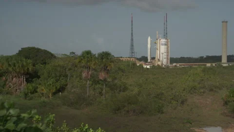 Space rocket Ariane 5 on the launch pad Stock Footage 104202153