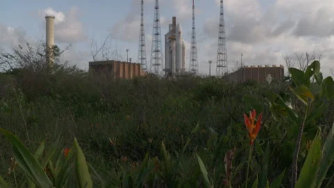 Space rocket Ariane 5 on the launch pad Stock Footage 104202318