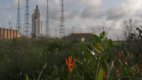 Space rocket Ariane 5 on the launch pad Stock Footage 104202590