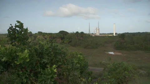 Space rocket Ariane 5 on the launch pad Stock Footage 104202908