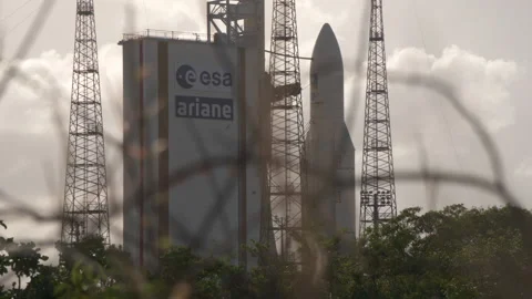 Space rocket Ariane 5 on the launch pad Stock Footage 104203229