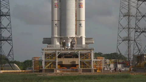 Space rocket Ariane 5 on the launch pad Stock-Footage 104203553