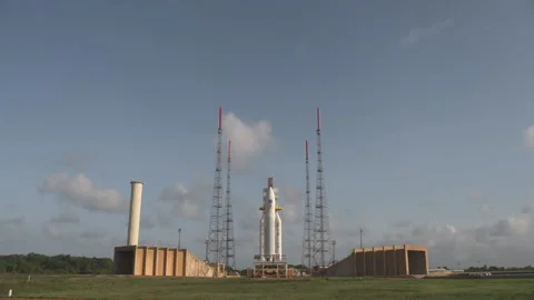 Space rocket Ariane 5 on the launch pad Stock Footage 104203567