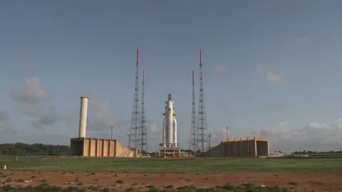 Space rocket Ariane 5 on the launch pad Stock Footage 104203690