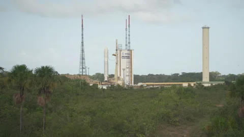Space rocket Ariane 5 on the launch pad Stock Footage 104203728