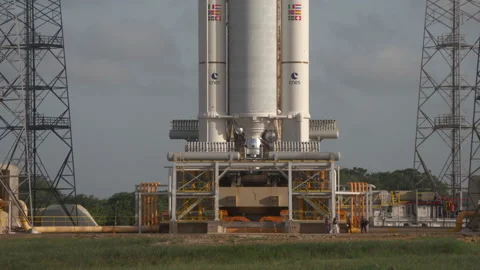 Space rocket Ariane 5 on the launch pad Stock Footage 104203777