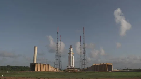 Space rocket Ariane 5 on the launch pad Stock Footage 104203800