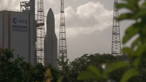 Space rocket Ariane 5 on the launch pad Stock Footage 104203912