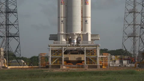Space rocket Ariane 5 on the launch pad Stock Footage 104204023
