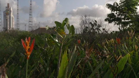 Space rocket Ariane 5 on the launch pad Stock Footage 104204140