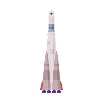 Space Rocket, Astronautics and Space Exploration Technologies Flat Style Vector Stock Illustration