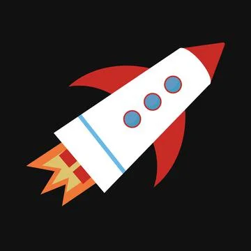 Space rocket on black background for use in web design Stock Illustration