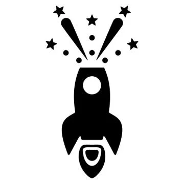 Space Rocket Boom Flat Vector Icon Stock Illustration