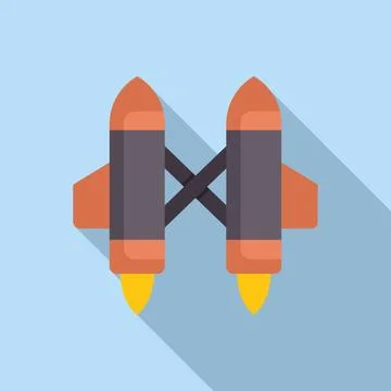 Space rocket booster system launching to space with fire Illustrazione stock