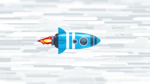 Space Rocket In The Clouds Stock Footage 152740644