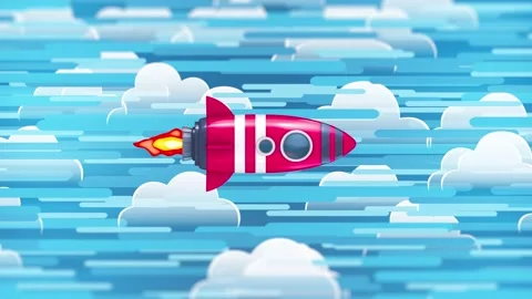 Space Rocket In The Clouds Stock Footage 152740651