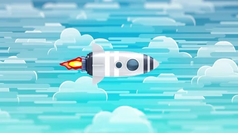 Space Rocket In The Clouds Stock Footage 152740660