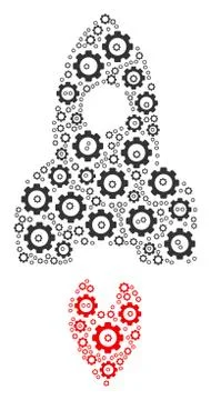 Space Rocket Collage of Gear Stock Illustration