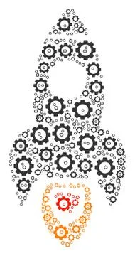 Space Rocket Composition of Gear Stock Illustration