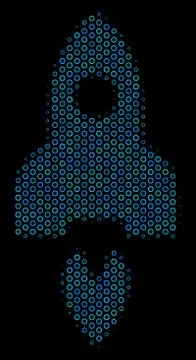 Space Rocket Composition Icon of Halftone Spheres Illustrazione stock
