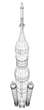 Space rocket concept outline Stock Illustration