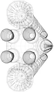 Space rocket concept outline 스톡 일러스트