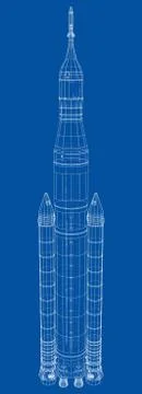 Space rocket concept outline. Vector Illustrazione stock