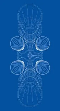 Space rocket concept outline. Vector Illustrazione stock