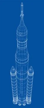 Space rocket concept outline. Vector Stock Illustration