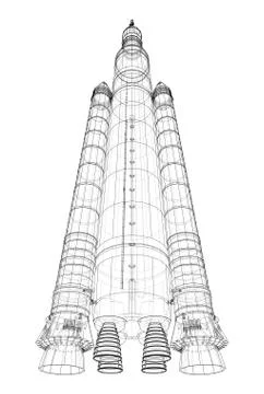 Space rocket concept outline. Vector Stock Illustration