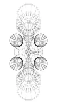 Space rocket concept outline. Vector Illustrazione stock