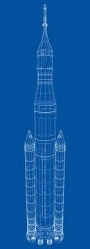 Space rocket concept outline. Vector Stock Illustration