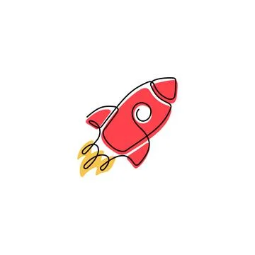 Space rocket continuous line vector icon Stock Illustration