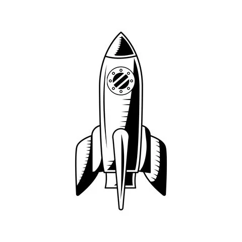 Space rocket drawn isolated icon Illustrazione stock