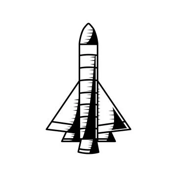 Space rocket drawn start up isolated icon Illustrazione stock