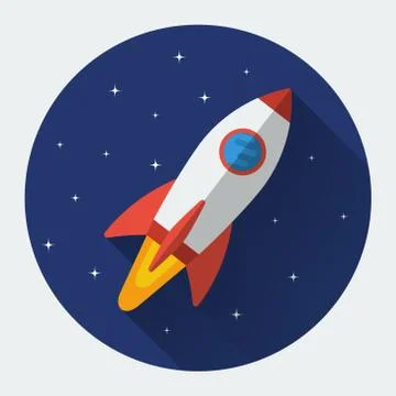 Space rocket flat icon Stock Illustration