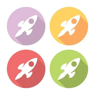 Space Rocket Flat Icons Set Stock Illustration
