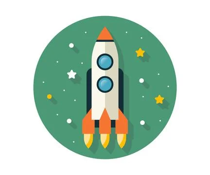 Space rocket flies in space. Stock Illustration