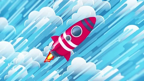 Space Rocket Flight In The Clouds Stock Footage 152740623